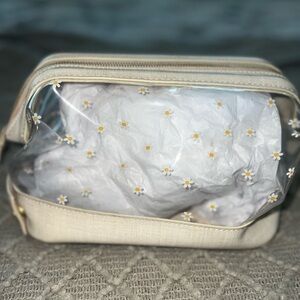 Hammitt Womens Kit Clear Daisy Handbag Make-up Travel Brushed Gold Hardware $195